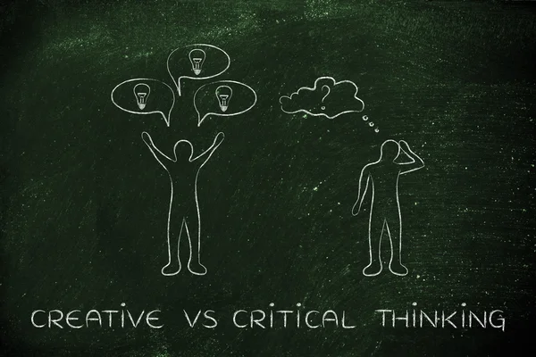 Concepto de pensamiento creativo vs pensamiento crítico — Foto de Stock