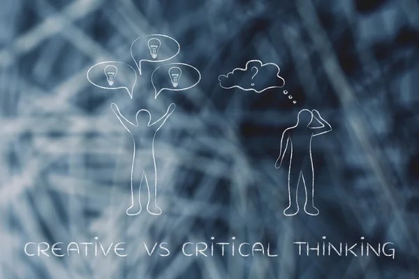 Concepto de pensamiento creativo vs pensamiento crítico — Foto de Stock