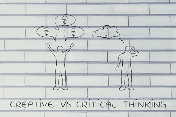 Konzept des kreativen versus kritischen Denkens — Stockfoto