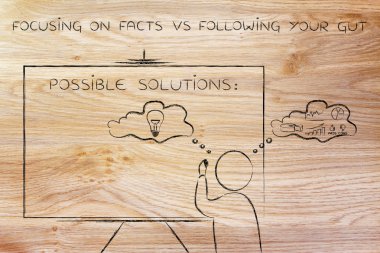 gerçekler vs bağırsak aşağıdaki, adam kara tahtaya yazma