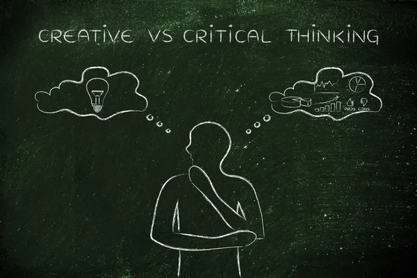 Fogalma kreatív vs kritikus gondolkodás — Stock Fotó