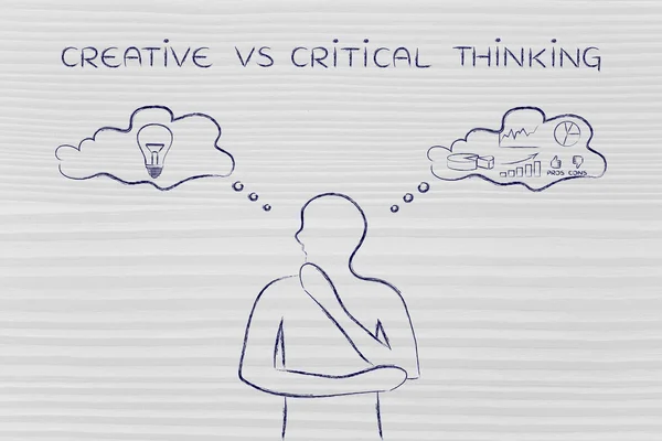 Koncept för kreativt kontra kritiskt tänkande — Stockfoto