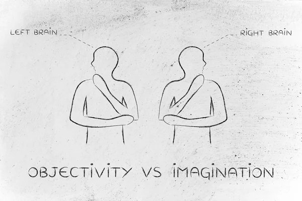 Concepto de objetividad vs imaginación — Foto de Stock