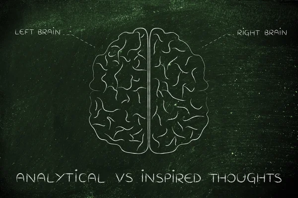 Concept of analytical vs inspired thoughts — Stock Photo, Image