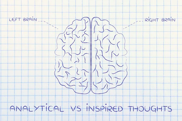Concept of analytical vs inspired thoughts — Stock Photo, Image