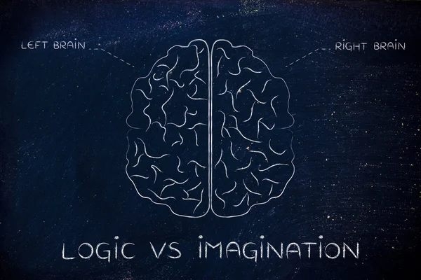 Koncepcja logiki vs wyobraźni — Zdjęcie stockowe