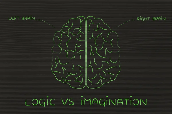 Koncepcja logiki vs wyobraźni — Zdjęcie stockowe