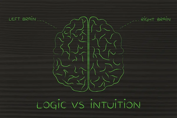 Концепция логики против интуиции — стоковое фото