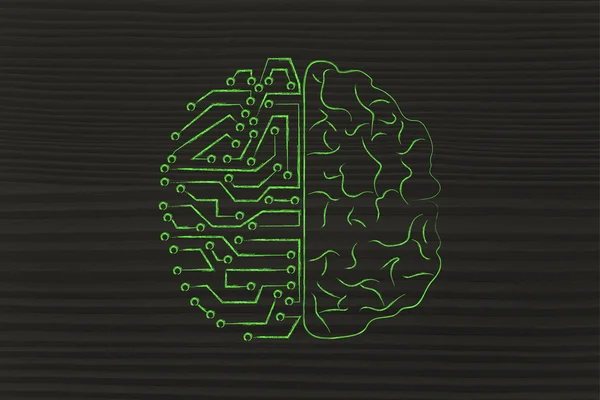 Τεχνητή κυκλώματα και ανθρώπινος εγκέφαλος — Φωτογραφία Αρχείου