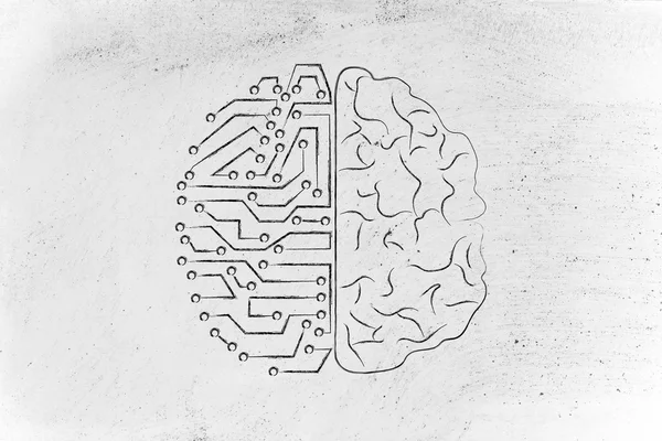 Τεχνητή κυκλώματα και ανθρώπινος εγκέφαλος — Φωτογραφία Αρχείου