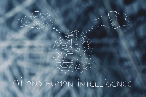 Concepto de IA e inteligencia humana — Foto de Stock