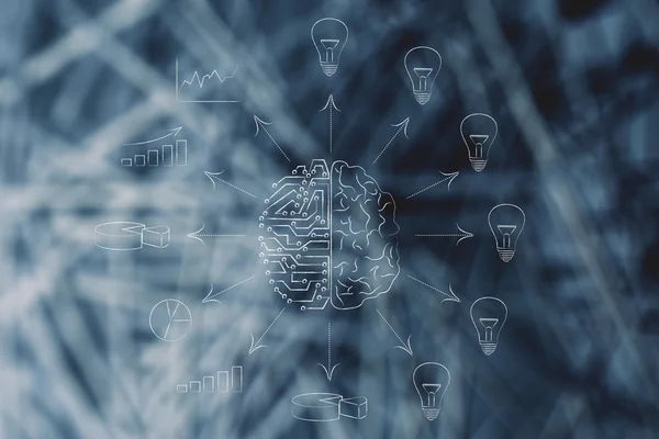 Circuits & Brain creëren verwerkte data versus ideeën — Stockfoto