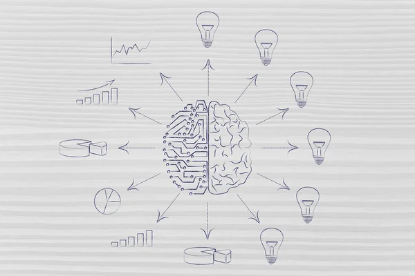 Obwody & mózg tworzenie przetworzonych danych vs pomysłów — Zdjęcie stockowe