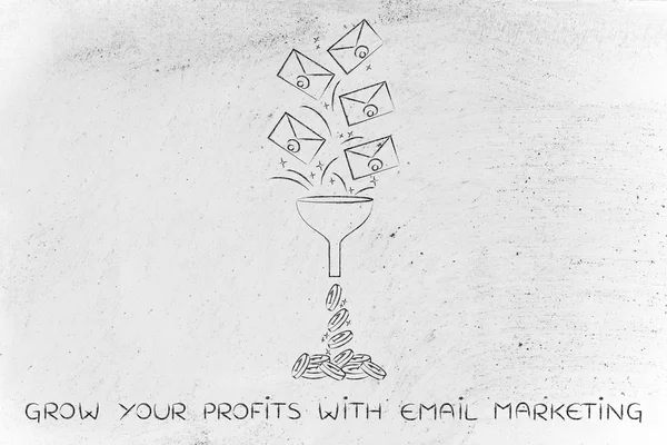 Concepto de cómo hacer crecer sus ganancias con el email marketing — Foto de Stock