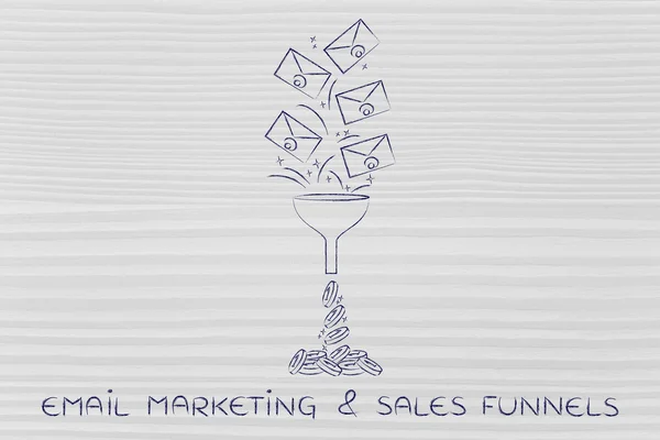 Concepto de email marketing & embudos de ventas — Foto de Stock