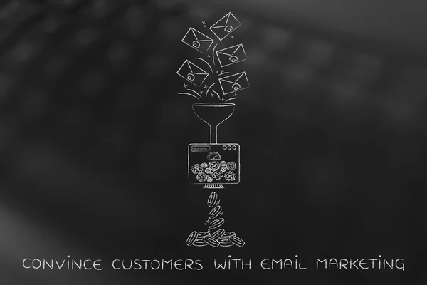 Concepto de cómo convencer a los clientes con el email marketing — Foto de Stock