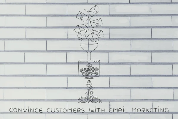 Concepto de cómo convencer a los clientes con el email marketing — Foto de Stock