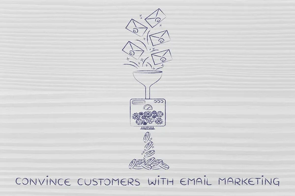 E メール マーケティングと顧客を説得する方法の概念 — ストック写真