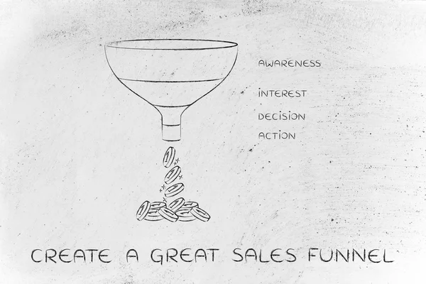 Concepto de crear un gran embudo de ventas — Foto de Stock