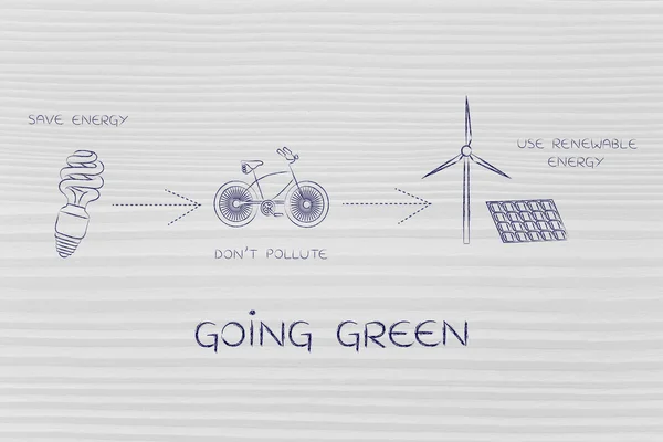 Ícones de ecologia sobre energia renovável, verde — Fotografia de Stock