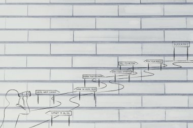 başarıya blog stratejisi, adam karmaşık bir yol bakıyor