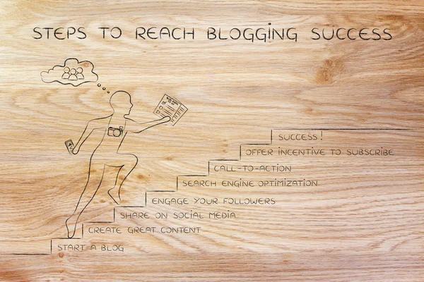 Concept van het bereiken van bloggen succes — Stockfoto
