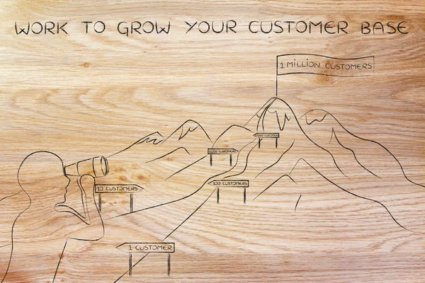 Concepto de cómo trabajar para hacer crecer su base de clientes — Foto de Stock
