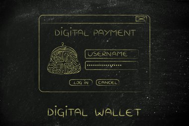 Dijital ödeme giriş elektronik devre bozuk para çantası ile açılır