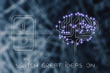 artificial brain with switch turned on clipart