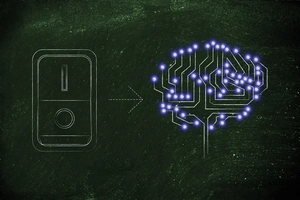 Cerebro artificial con interruptor encendido —  Fotos de Stock