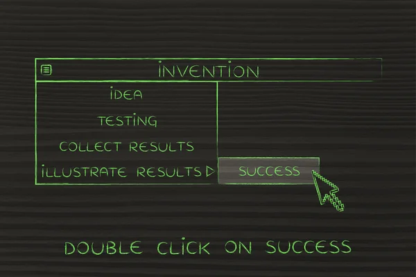 Uppfinning dropdown meny, pekaren att välja alternativet framgång — Stockfoto