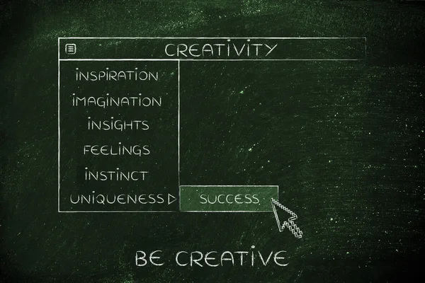 Kreativitet dropdown menu, vælge de bedste valg - Stock-foto