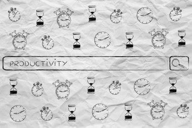 saat yönetimi yle ilgili saat simgeleri ve etiketleri olan arama çubuğu