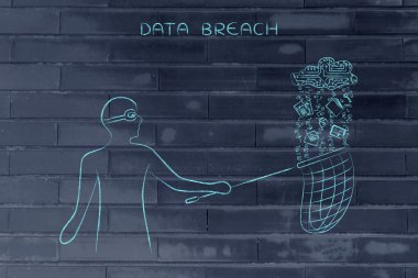 maskeli adam elektronik bir bulut, veri hırsızlığı dosyaları çalmak