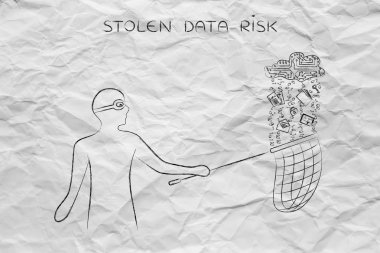 maskeli adam elektronik bir bulut, veri hırsızlığı dosyaları çalmak