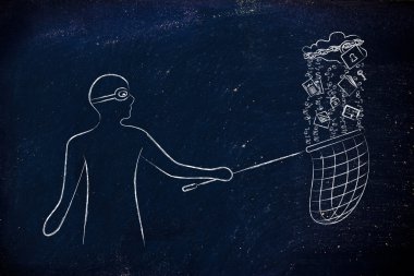 maskeli adam kilit ve zincir ile bir bulut dosyaları çalmak, veri t