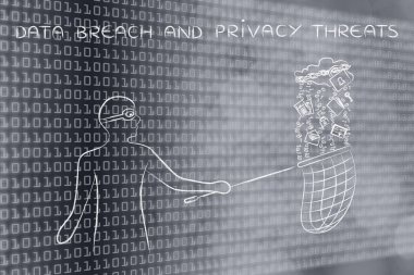 maskeli adam kilit ve zincir ile bir bulut dosyaları çalmak, veri t