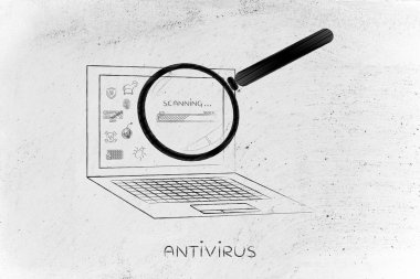 büyüteç, antivirüs taramak (ilerleme ba tarafından analiz dizüstü bilgisayar