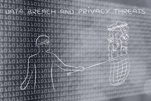 maskeli adam kilit ve zincir ile bir bulut dosyaları çalmak, veri t