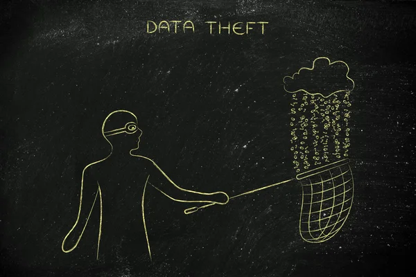 maskeli adam ikili kod yağmur ile bir bulut dosyaları çalmak, da