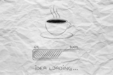 kahve fincanı ve ilerleme fikir yükleme çubuğu