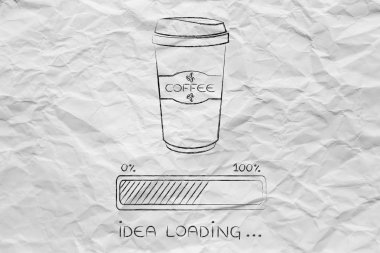 kahve bardak ve ilerleme fikir yükleme çubuğu