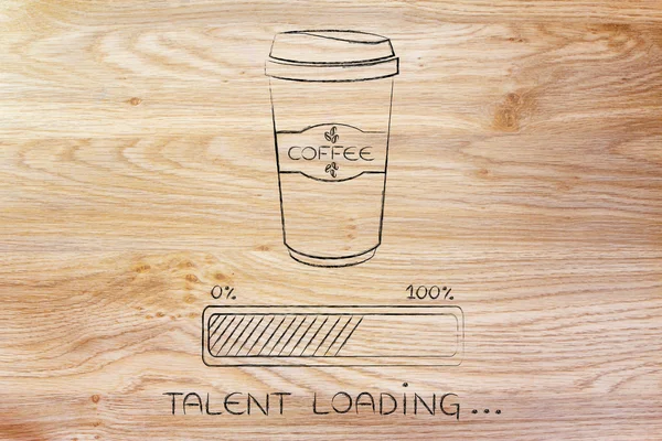 Koffie tuimelaar en voortgangsbalk laden van talent — Stockfoto