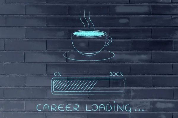 Koffie beker & vooruitgang bar laden carrière — Stockfoto