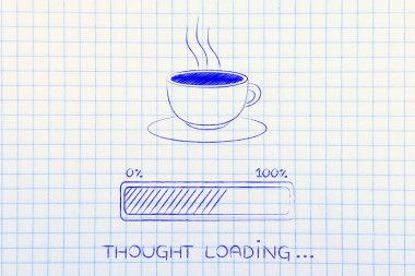 kahve fincanı ve ilerleme düşünce yükleme çubuğu