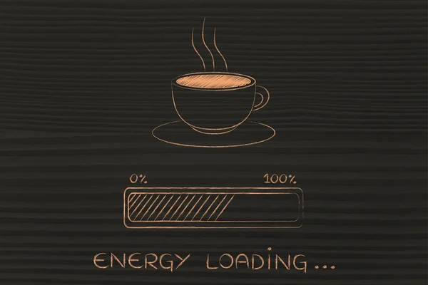 Xícara de café & barra de progresso carregar energia — Fotografia de Stock