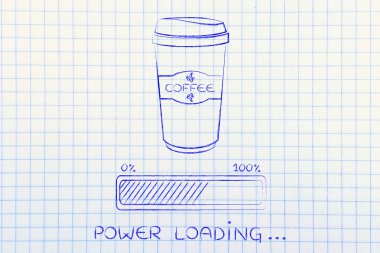 kahve bardak ve ilerleme güç yükleme çubuğu