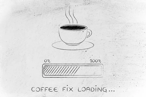 Xícara de café & barra de progresso carregamento de despertar — Fotografia de Stock