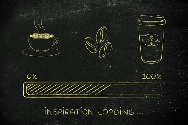 Kaffee-Ikonen mit Fortschrittsbalken laden Inspiration — Stockfoto