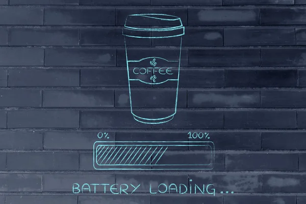 coffee tumbler and progress bar battery loading awakeness